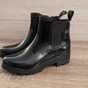 CAPELLI New York black rubber rain Chelsea boots size 6.